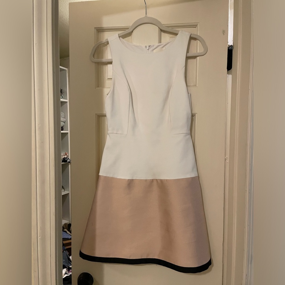 Maeve dress size 2  Gold dipped, white & champagne mini fit & flare dress